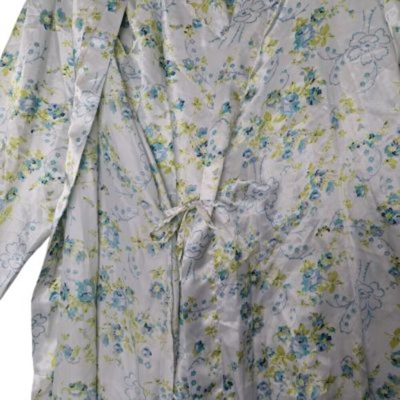 Bed of Roses Satin Lingerie Matching Robe Camisole & Short Blue Roses - Picture 5 of 10